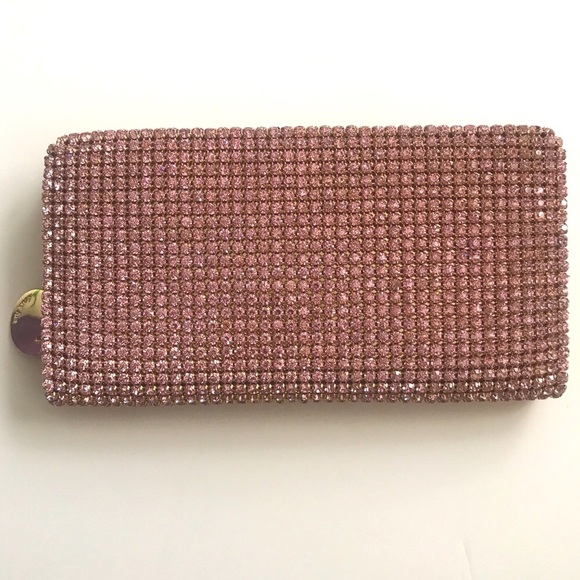 NWOT Deux Lux Pink Line Stone Clutch Wallet -Vegan - Picture 3 of 9